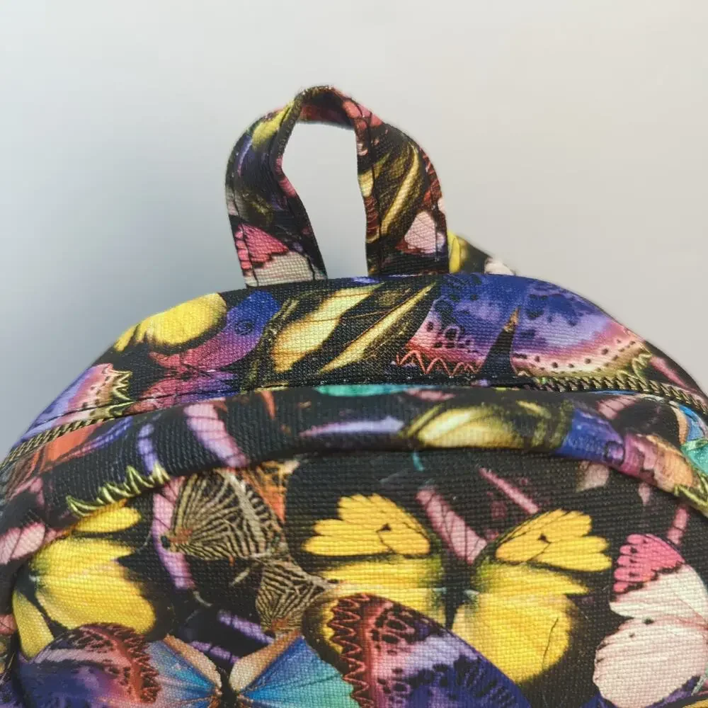 Colorful Butterfly Mini Backpack Purse Gold Tone Hardware